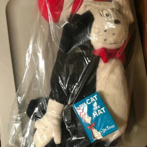 Cat in the hat plush with book tag